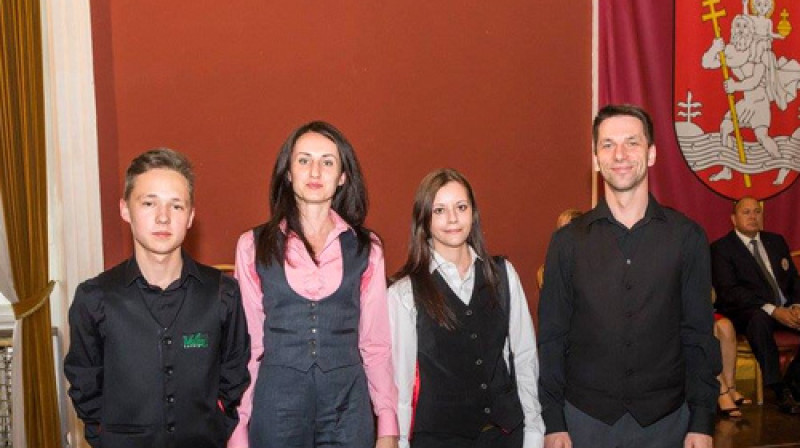 Latvijas izlase 2016 - Rodions Judins, Tatjana Vasiļjeva, Anna Prisjažņuka, Māris Volajs
Foto: Egidijus Didenas / ebsa.tv