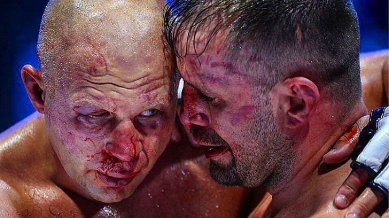 Fjodors Jemeļjaņenko (no kreisās) un Fabio Maldonado pēc cīņās
Foto: FIGHT NIGHTS