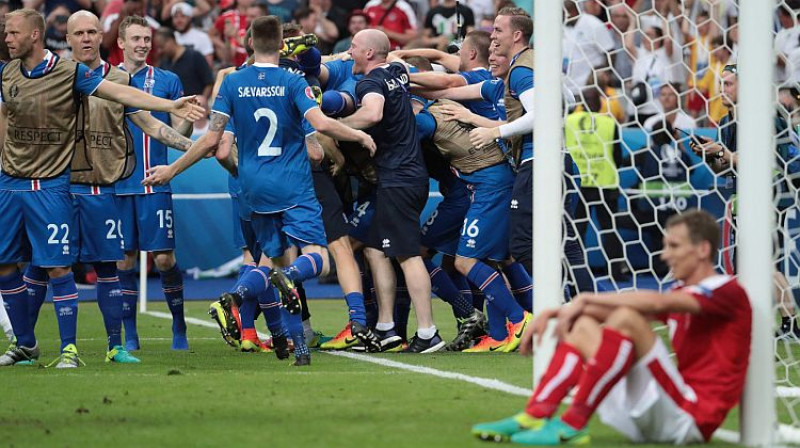 Islande atzīmē uzvaras vārtu guvumu 
Foto: AFP/Scanpix