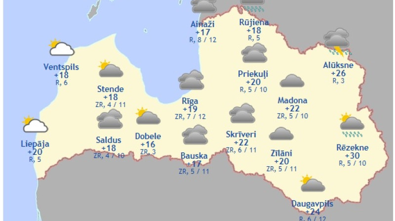Laika karte šodienas pēcpusdienai