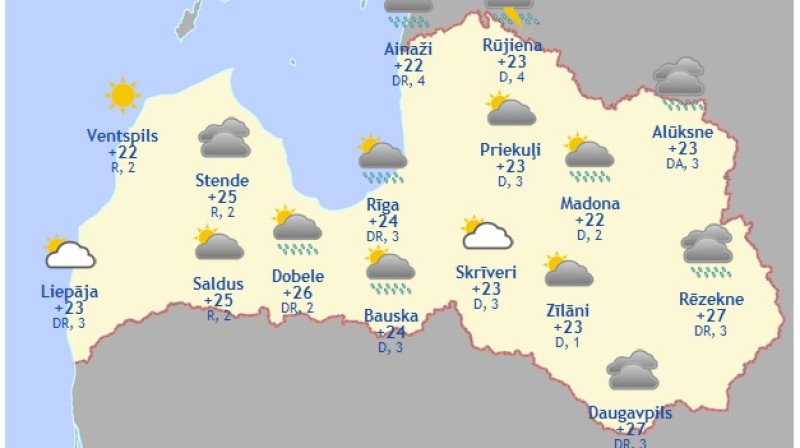 Laika karte šodienas pēcpusdienai