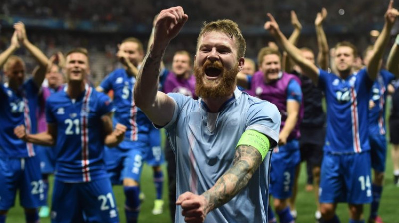 Islandes izlases kapteinis Ārons Gunnarsons
Foto: AFP/Scanpix