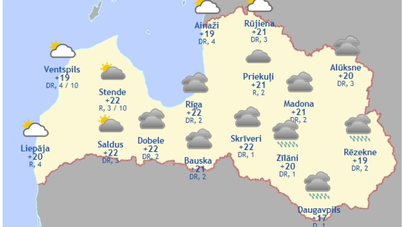 Laika karte šodienas pēcpusdienai