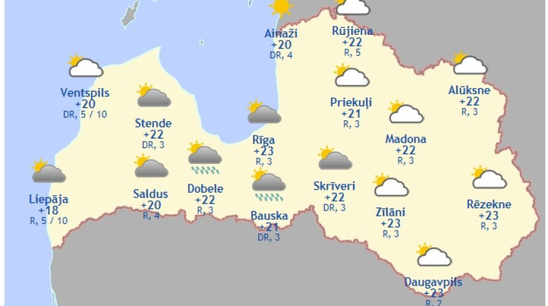 Laika karte šodienas pēcpusdienai