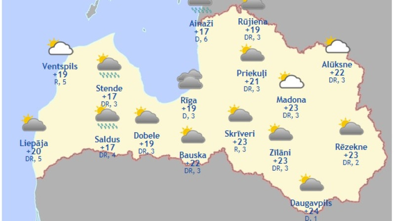 Laika karte šodienas pēcpusdienai