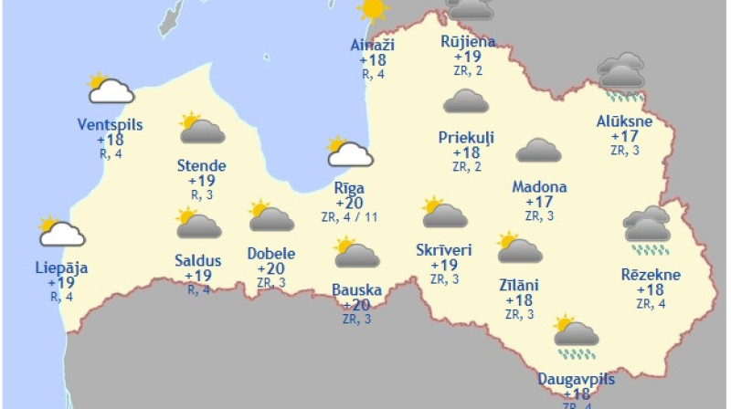 Laika karte šodienas pēcpusdienai