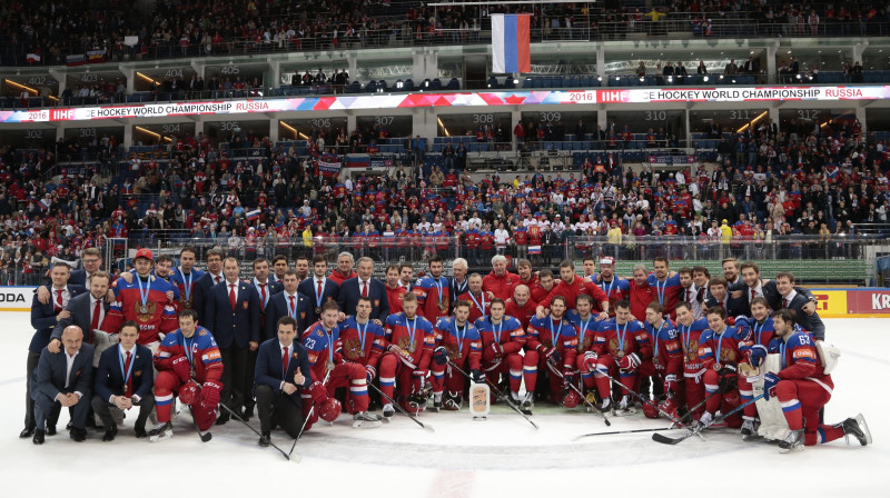 Krievijas hokeja izlase pēc 2016. gada Pasaules čempionāta
Foto: AFP/Scanpix