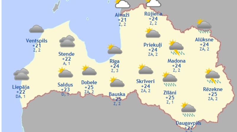 Laika karte šodienas pēcpusdienai