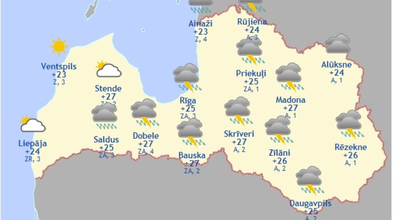 Laika karte šodienas pēcpusdienai