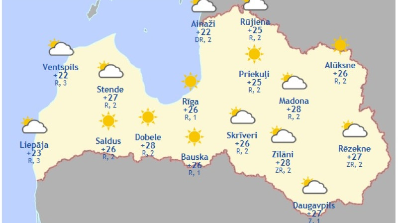 Laika karte šodienas pēcpusdienai
