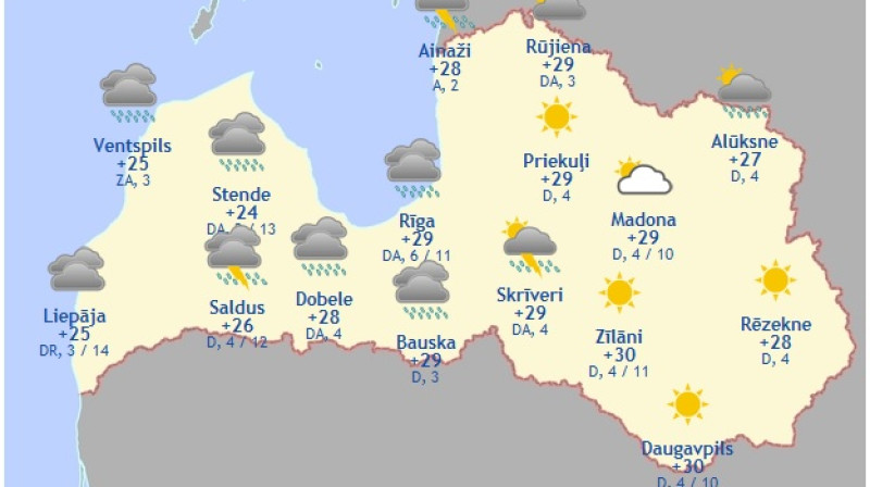 Laika karte šodienas pēcpusdienai