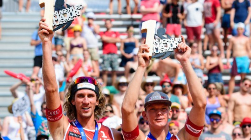 Aleksandrs Samoilovs un Jānis Šmēdiņš 
Foto:: FIVB