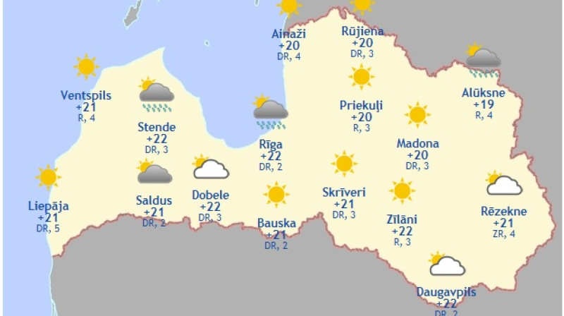 Laika karte šodienas pēcpusdienai
