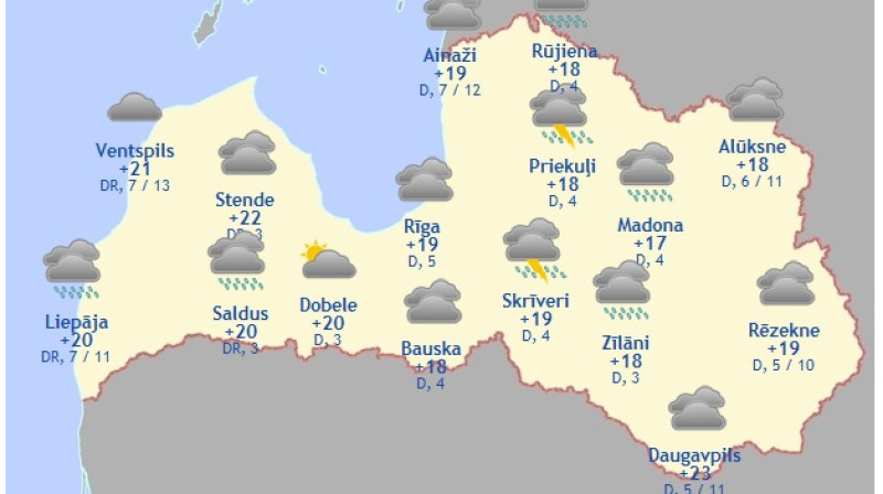Laika karte šodienas pēcpusdienai