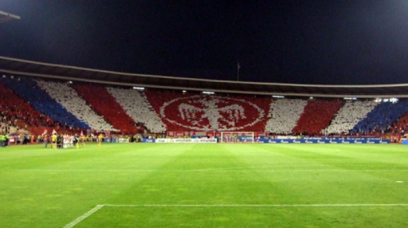 "Marakana" stadiona tribīņu noformējums spēlē pret "Ventspili"
Foto: delije-caffe.net