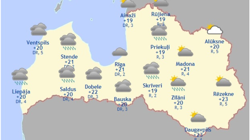 Laika karte šodienas pēcpusdienai