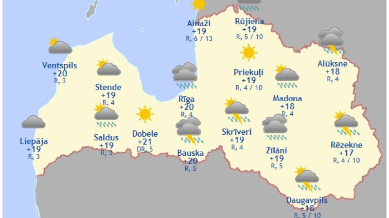 Laika karte šodienas pēcpusdienai