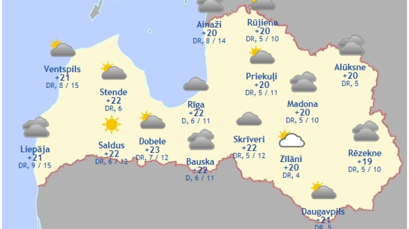 Laika karte šodienas pēcpusdienai