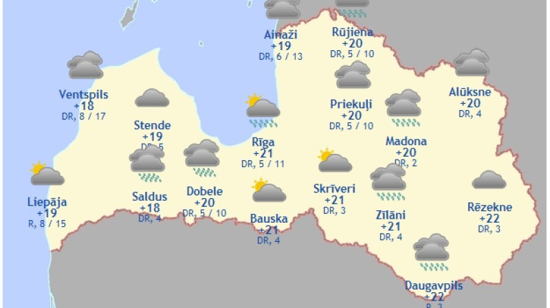 Laika karte šodienas pēcpusdienai