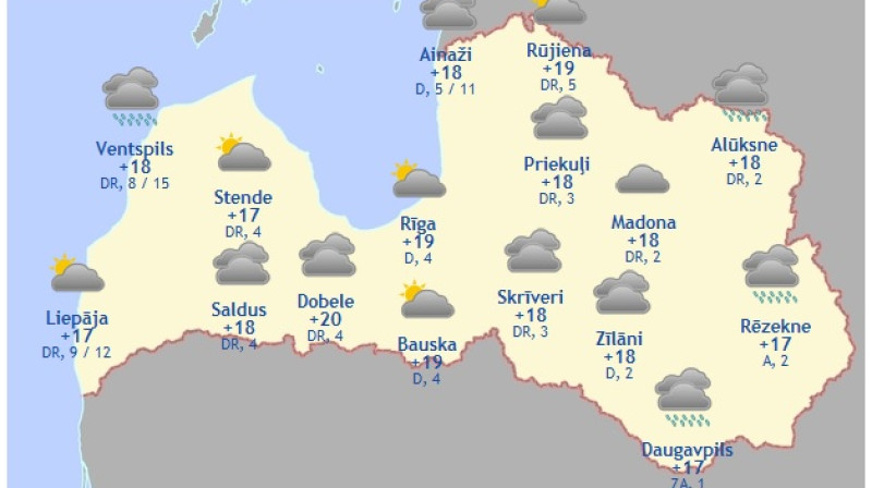 Laika karte šodienas pēcpusdienai