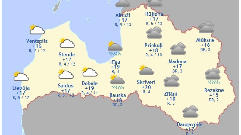 Laika karte šodienas pēcpusdienai