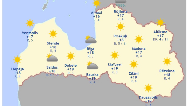Laika karte šodienas pēcpusdienai