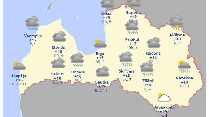 Laika karte šodienas pēcpusdienai
