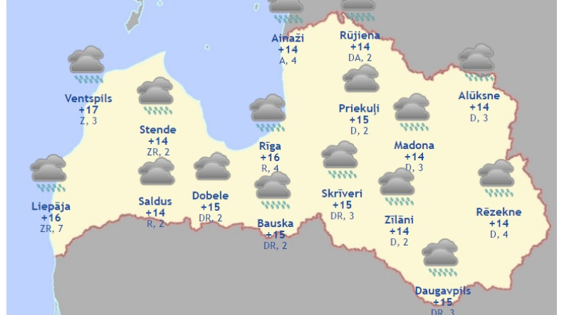 Laika karte šodienas pēcpusdienai