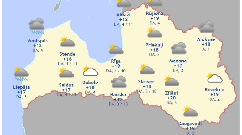Laika karte šodienas pēcpusdienai