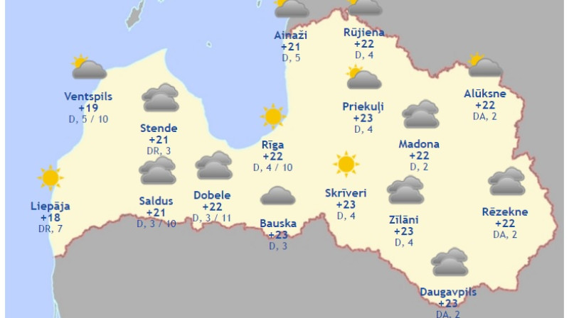 Laika karte šodienas pēcpusdienai