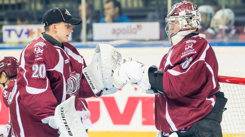 Jānis Kalniņš un Jakubs Sedlāčeks
Foto: Kaspars Volonts, Dinamo Rīga