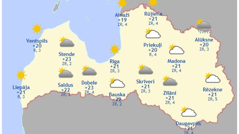 Laika karte šodienas pēcpusdienai