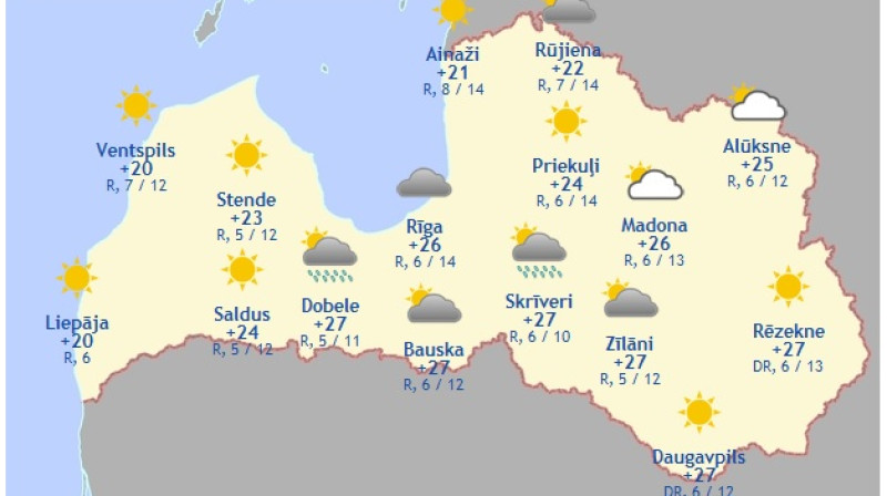 Laika karte šodienas pēcpusdienai