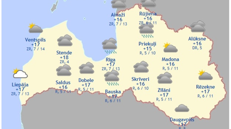 Laika karte šodienas pēcpusdienai