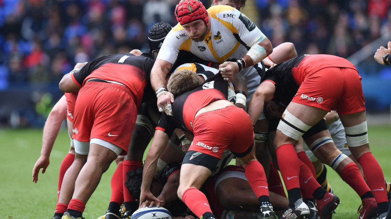 Vai "Saracens" spēs noturēt visus, kuri stiepsies pēc viņu nopelnītajiem kausiem?
Foto: AFP/Scanpix