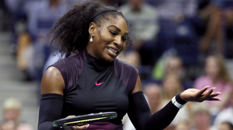 Neskatoties uz uzvaru, Serēna Viljamsa nebija apmierināta ar savu spēli
Foto: AFP/Scanpix