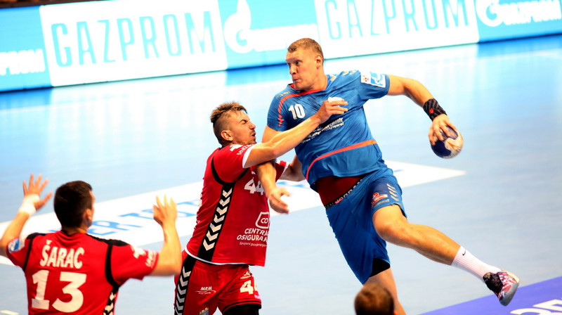 Dainis Krištopāns pirmo iekļauts EHF Čemionu līgas spēļu kārtas simboliskajā septiņniekā jeb TOP7.  
Foto: bgk-meshkova.com