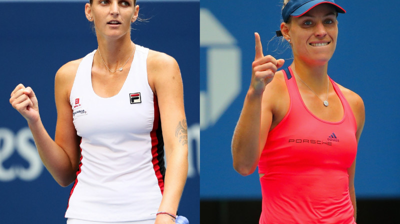 Karolīna Pliškova un Andželike Kerbere
Foto: AFP/Scanpix