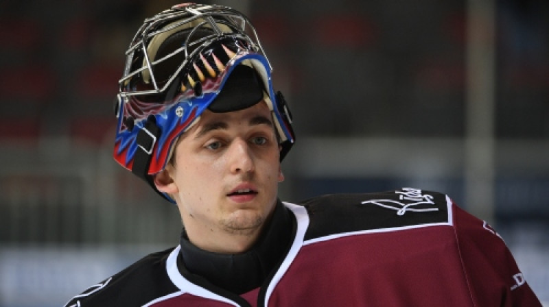 Jānim Kalniņam tā bija pirmā spēle Kontinentālās hokeja līgas karjerā
Foto: Romāns Kokšarovs/f64