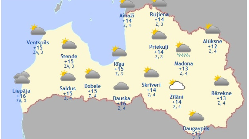 Laika karte šodienas pēcpusdienai