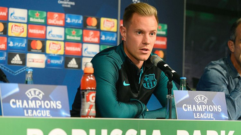 Marks Andrē Ter Štēgens šovakar atkal kāps uz Menhengladbahas ''Borussia'' stadiona zālāja
Foto: AFP/Scanpix