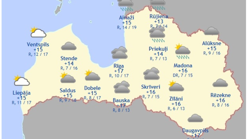 Laika karte šodienas pēcpusdienai