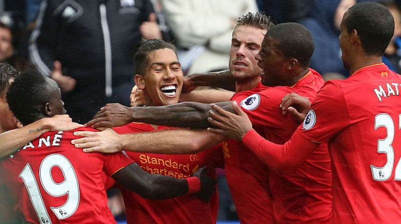 Liverpūle atzīmē Roberto Firmino gūtos vārtus
Foto: AFP/Scanpix