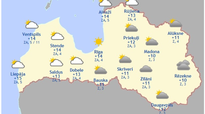 Laika karte šodienas pēcpusdienai