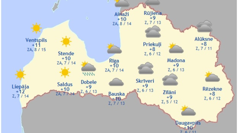 Laika karte šodienas pēcpusdienai