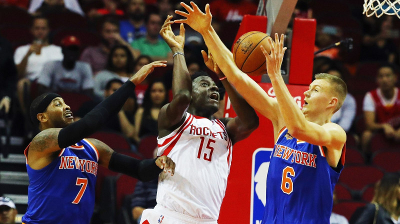Karmelo Entonijs, Klints Kapela un Kristaps Porziņģis
Foto: AFP/Scanpix