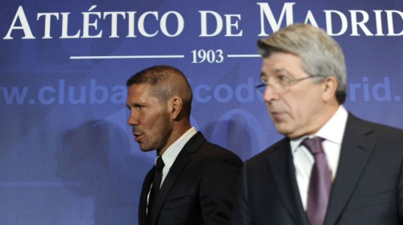 Madrides "Atletico" galvenais treneris Djego Simeone un prezidents Enrike Sereso
Foto: AFP/Scanpix
