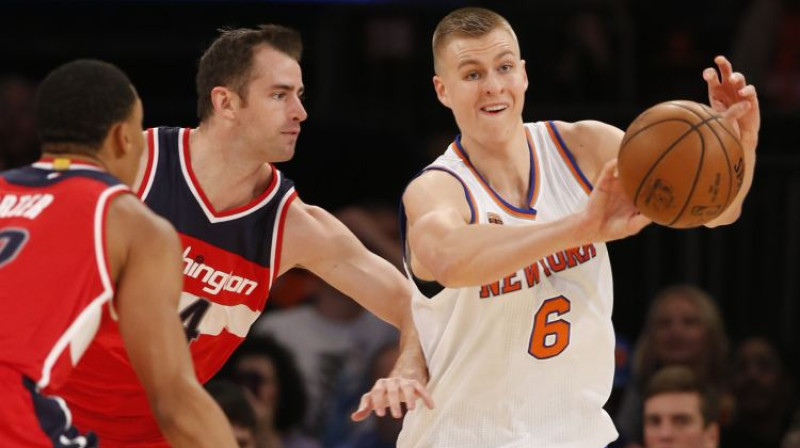 Kristaps Porziņģis pārbaudes spēlē pret "Wizards"
Foto: AP/Scanpix