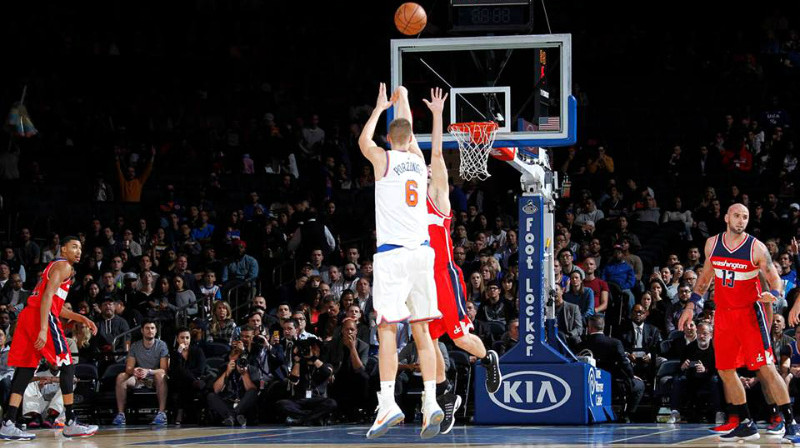 Kristaps Porziņģis pret Vašingtonas "Wizards" 
Foto: Dave Saffran / MSG