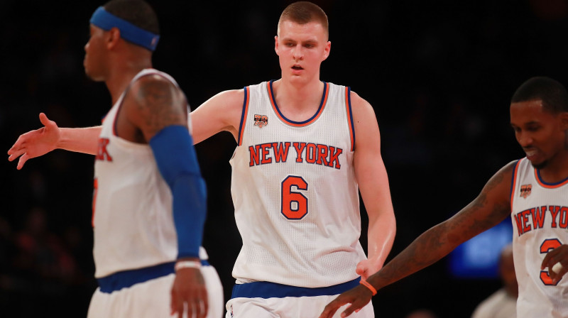 Kristaps Porziņģis pārbaudes spēlē
Foto: AFP/Scanpix